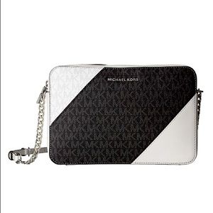 Michael Kors Crossbody bag, colorblock black & white with silver detailing
